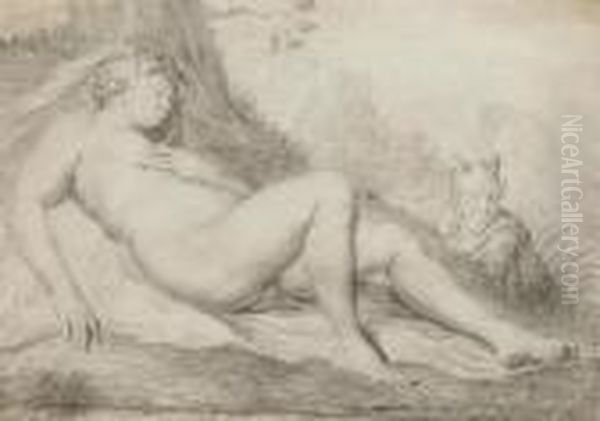 Sleeping Nymph Watched By A Satyr Oil Painting by Willem van Mieris