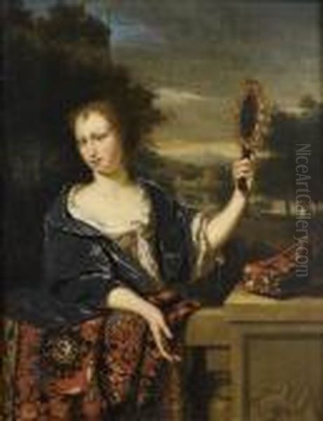 Elegante Avec Un Coffret A Bijoux Oil Painting by Willem van Mieris