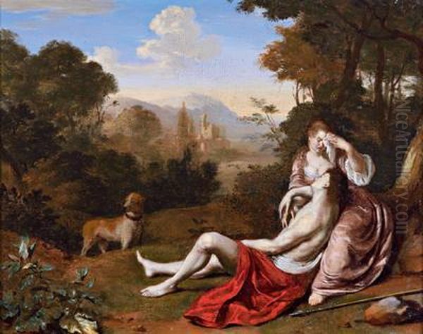 Venere E Adone Oil Painting by Willem van Mieris