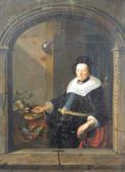 Portret Van Een Oude Dame - Portrait D'une Vieille Dame. Oil Painting by Willem van Mieris