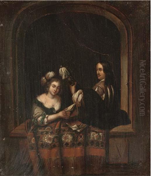 A Music Recital At A Casement Oil Painting by Willem van Mieris