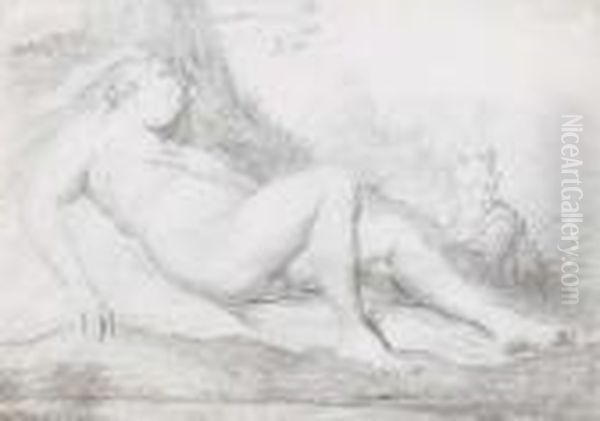 A Sleeping Nymph Watched By A Satyr Oil Painting by Willem van Mieris