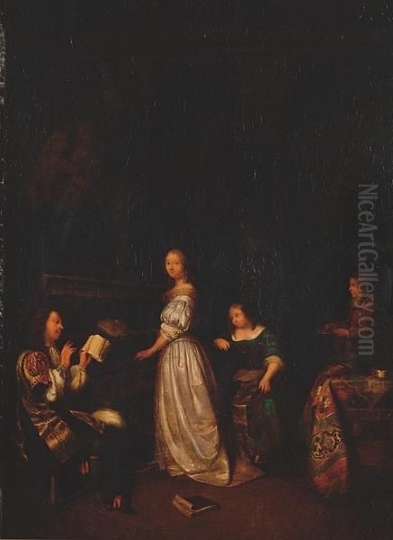 A Musical Evening Oil Painting by Willem van Mieris