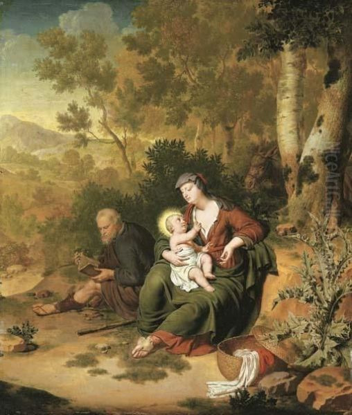 The Rest On The Flight Into Egypt Oil Painting by Willem van Mieris