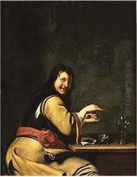 A Soldier Preparing A Pipe Oil Painting by Willem van Mieris