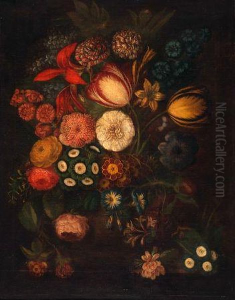 Still Life Study Of Mixed Flowers Oil Painting by Jan van Os