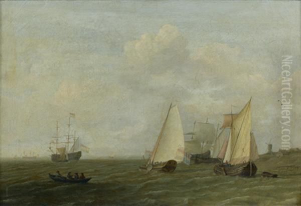 Navires Le Long De La Cote Oil Painting by Jan van Os