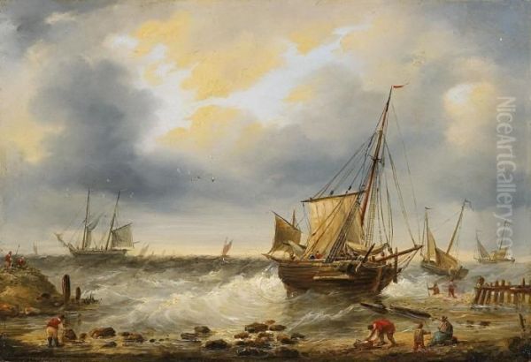 Kustenlandschaft Mit Segelbooten Oil Painting by Jan van Os