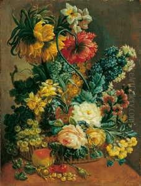 Os, Jan Van (1744-1808 Den 
Haag), Umkreis Blumenstilleben. Ol Auf Leinwand. H 53; B 39 Cm. Oil Painting by Jan van Os