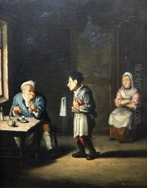 Tavern Scene With Old Man Holding A Pipe Oil Painting by Adriaen Jansz. Van Ostade