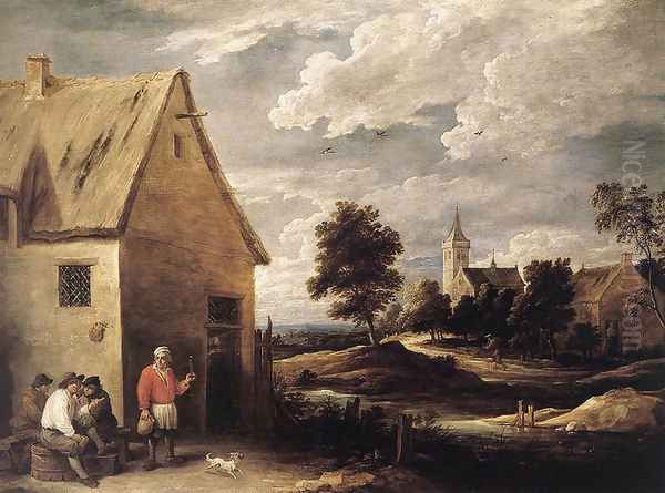 Village Scene Oil Painting by David The Younger Teniers