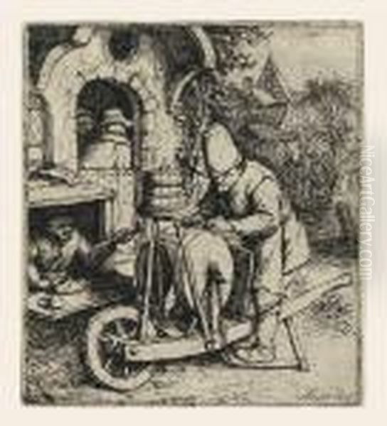 The Knife Grinder Oil Painting by Adriaen Jansz. Van Ostade