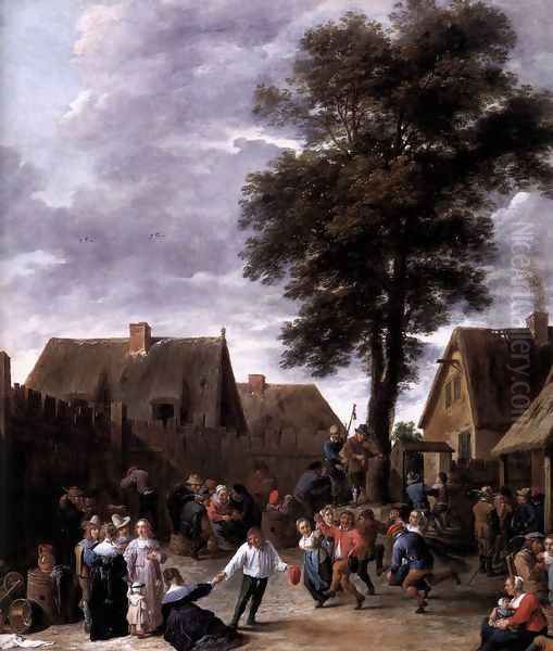 The Kermis at the Half Moon Inn (detail) 1641 Oil Painting by David The Younger Teniers