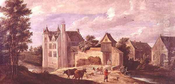 View of a Chateau Oil Painting by David The Younger Teniers