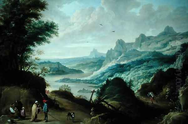 Gypsies and a Fortune Teller in a River Landscape Oil Painting by David The Younger Teniers