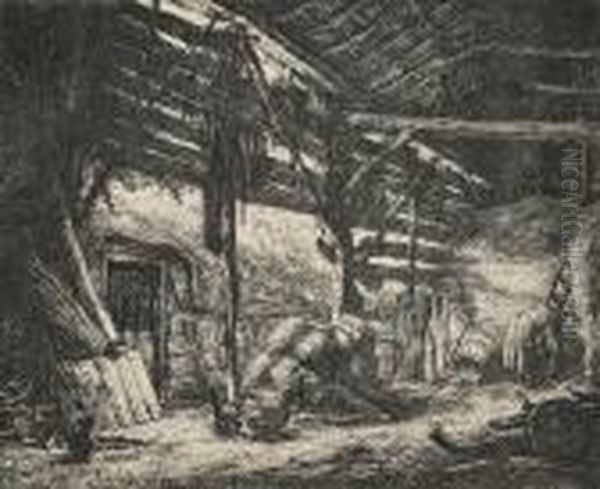 The Barn Oil Painting by Adriaen Jansz. Van Ostade