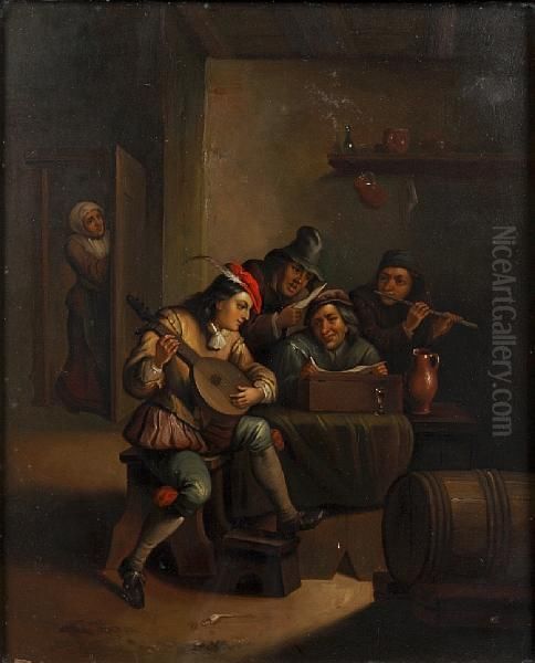 Tavern Interior Scenes Oil Painting by Adriaen Jansz. Van Ostade