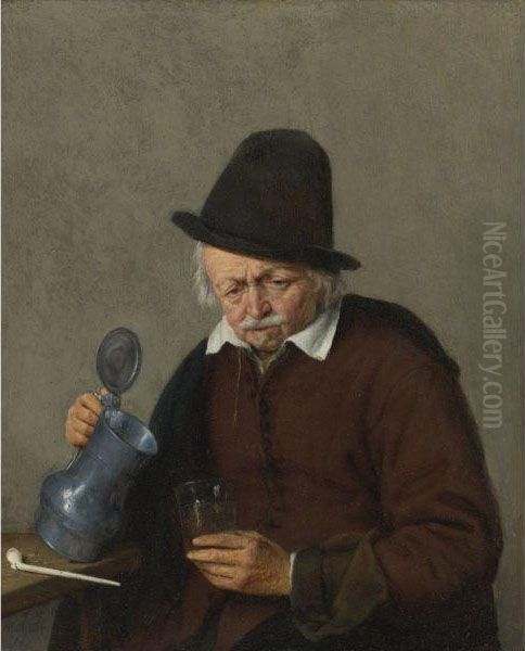 A Man Holding A Tankard And A Glass Oil Painting by Adriaen Jansz. Van Ostade