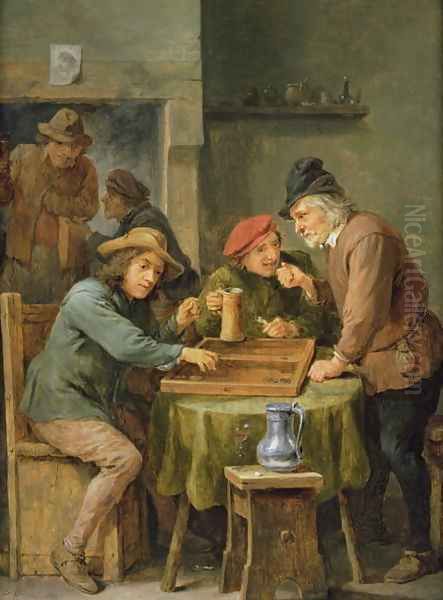 The Game of Backgammon, 1670 Oil Painting by David The Younger Teniers