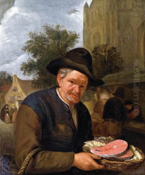 Bauer Mit Einem Fischkorb Oil Painting by Adriaen Jansz. Van Ostade