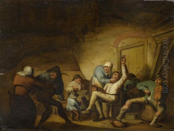 A Tavern Scene. Oil Painting by Adriaen Jansz. Van Ostade