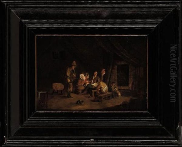 Peasants In An Inn Oil Painting by Adriaen Jansz. Van Ostade