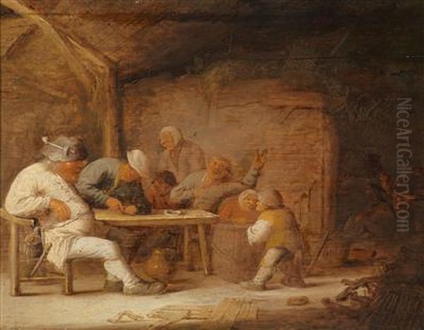 Interieur Mitausgelassenen Bauern Oil Painting by Adriaen Jansz. Van Ostade