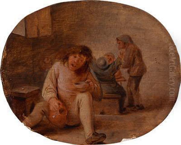 Wirtshausinterieurmit Trinkenden Bauern Oil Painting by Adriaen Jansz. Van Ostade