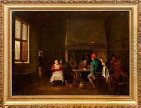 Frohliche Bauerngesellschaft In Einem Interieur Oil Painting by Adriaen Jansz. Van Ostade