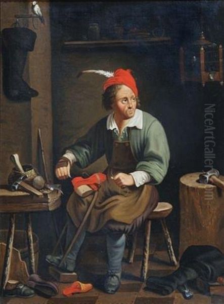 The Cobbler Oil Painting by Adriaen Jansz. Van Ostade