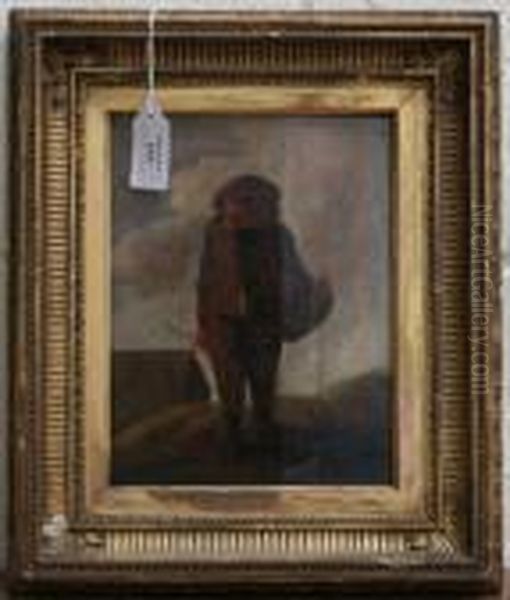 Study Of A Dutch Youth Walking In A Landscape Oil Painting by Adriaen Jansz. Van Ostade