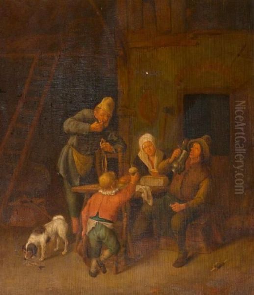 Bauernstube. Oil Painting by Adriaen Jansz. Van Ostade