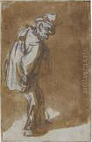 Standing Peasant, Seen From The Right Oil Painting by Adriaen Jansz. Van Ostade