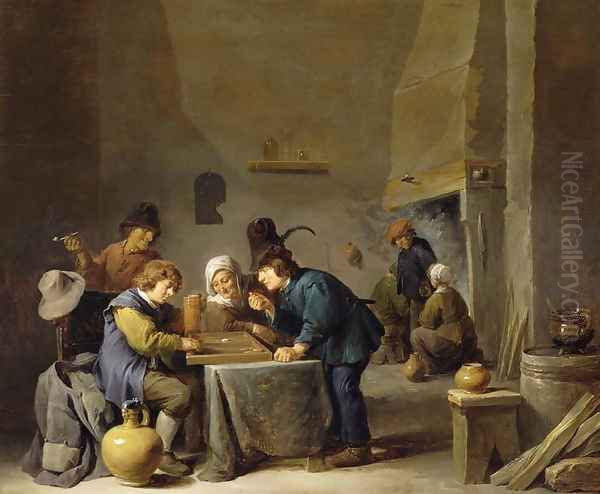 The Trick Track Players Oil Painting by David The Younger Teniers