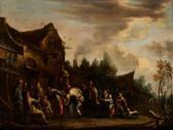 Bondedansen Oil Painting by Adriaen Jansz. Van Ostade