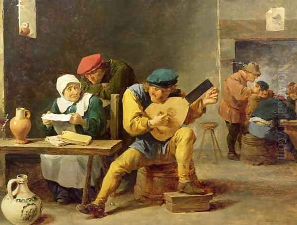 Peasants Making Music in an Inn, c.1635 Oil Painting by David The Younger Teniers