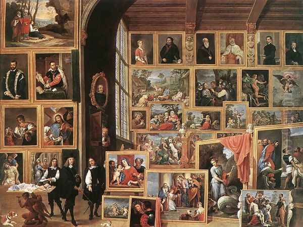 The Gallery of Archduke Leopold in Brussels 1640 Oil Painting by David The Younger Teniers