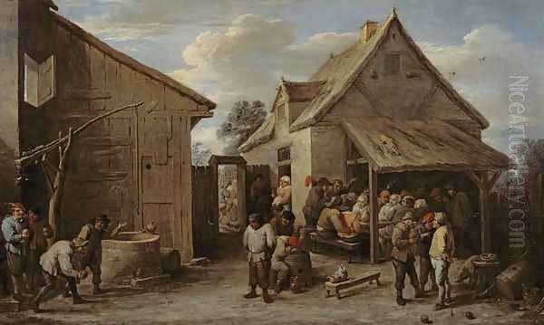 The Yard of an Inn Oil Painting by David The Younger Teniers