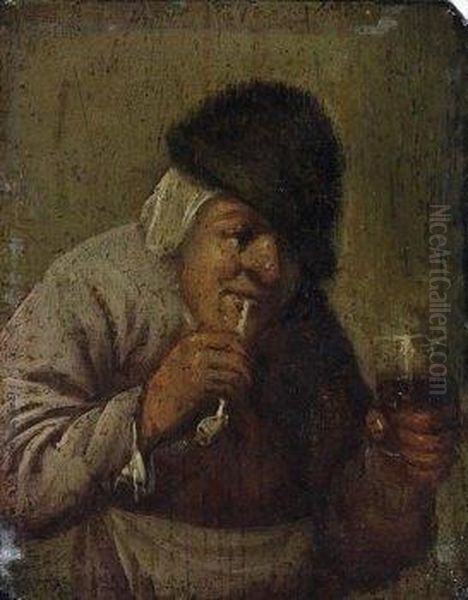 The Pipe Smoker Oil Painting by Adriaen Jansz. Van Ostade