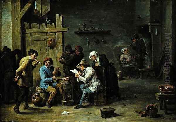 The News Oil Painting by David The Younger Teniers