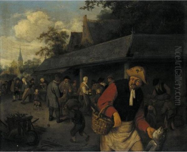 Fisherman Oil Painting by Adriaen Jansz. Van Ostade