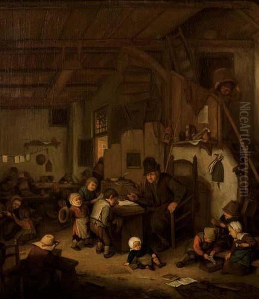 Interieur Einer Schule. Oil Painting by Adriaen Jansz. Van Ostade