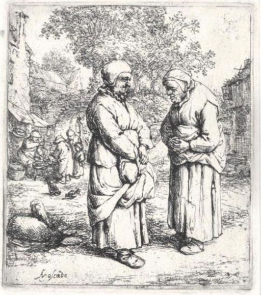 The Two Gossips (g., Holl.40) Oil Painting by Adriaen Jansz. Van Ostade