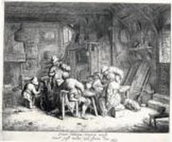 An Interesting Group Of Etchings By Adriaen Van Ostade Oil Painting by Adriaen Jansz. Van Ostade