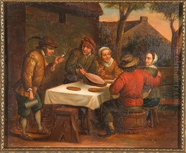 Tavern Scene Oil Painting by Adriaen Jansz. Van Ostade