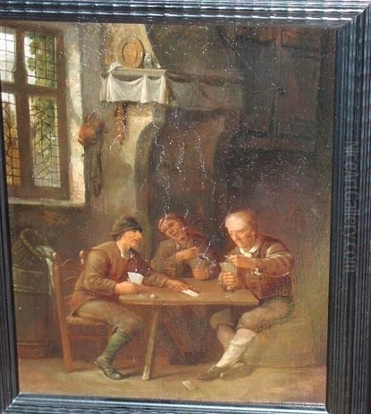 Card Players Oil Painting by Adriaen Jansz. Van Ostade