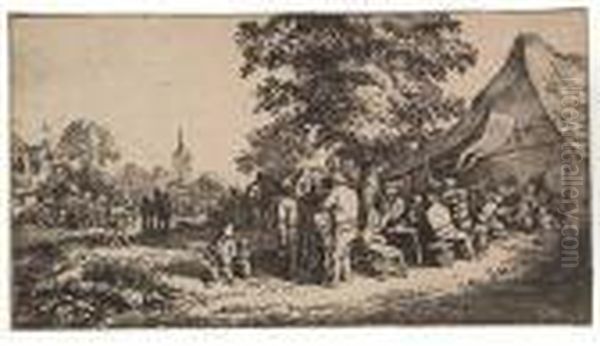 Two Etchings.
The Dance Under The Trellis Oil Painting by Adriaen Jansz. Van Ostade