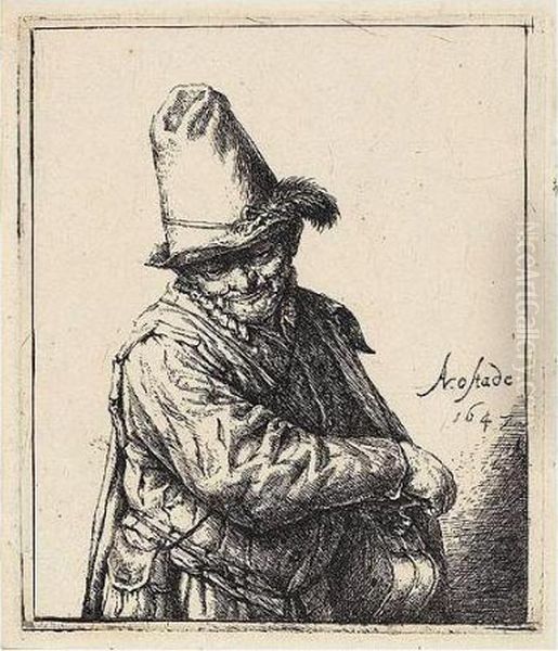 The Organ-grinder (holl., G.8) Oil Painting by Adriaen Jansz. Van Ostade