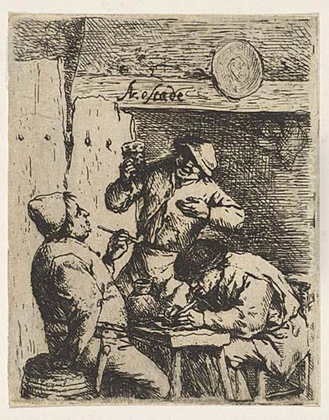 The Smoker And The Drinker Oil Painting by Adriaen Jansz. Van Ostade