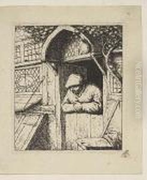 Peasant Leaning On His Doorway Oil Painting by Adriaen Jansz. Van Ostade